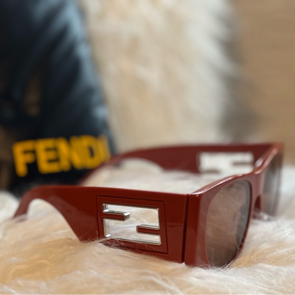 Fendi Red Designer Sunglasses with Glossy Frames